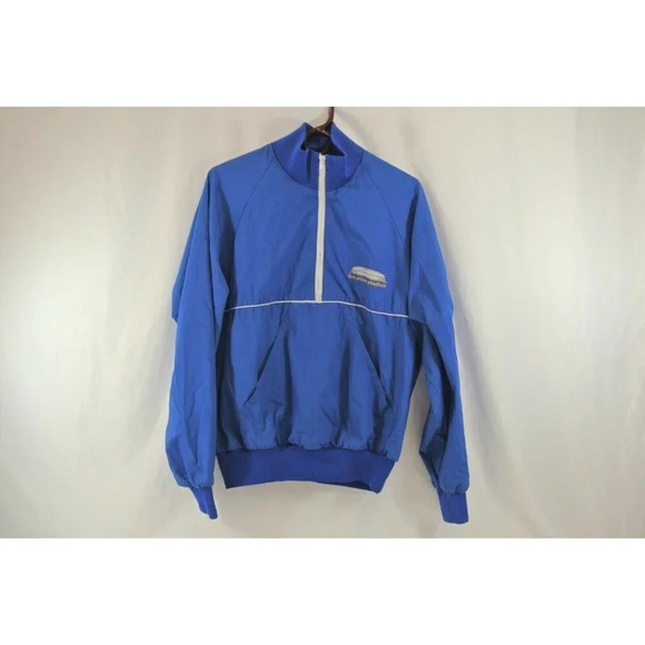 BC Place Stadium Employee Jacket Blue Retro 1980's 1/2  Zip Pullover Mens Large - Picture 1 of 10